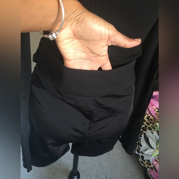 Sexy high-waisted black spandex shorts w/built in rhinestone belt - Picture 9 of 10